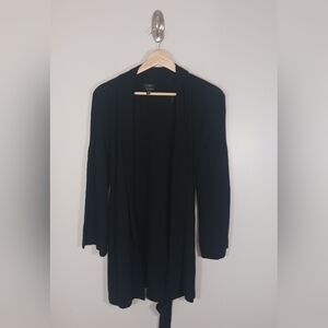 Talbots Merino Wool Classic Tie‎ Black Cardigan Women's Sweater Size P/XSP/0-2